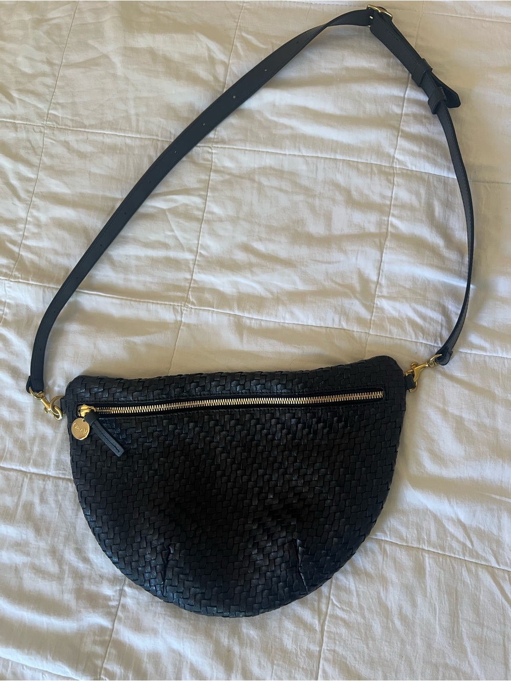 Clare V Grande Fanny black woven zig zag